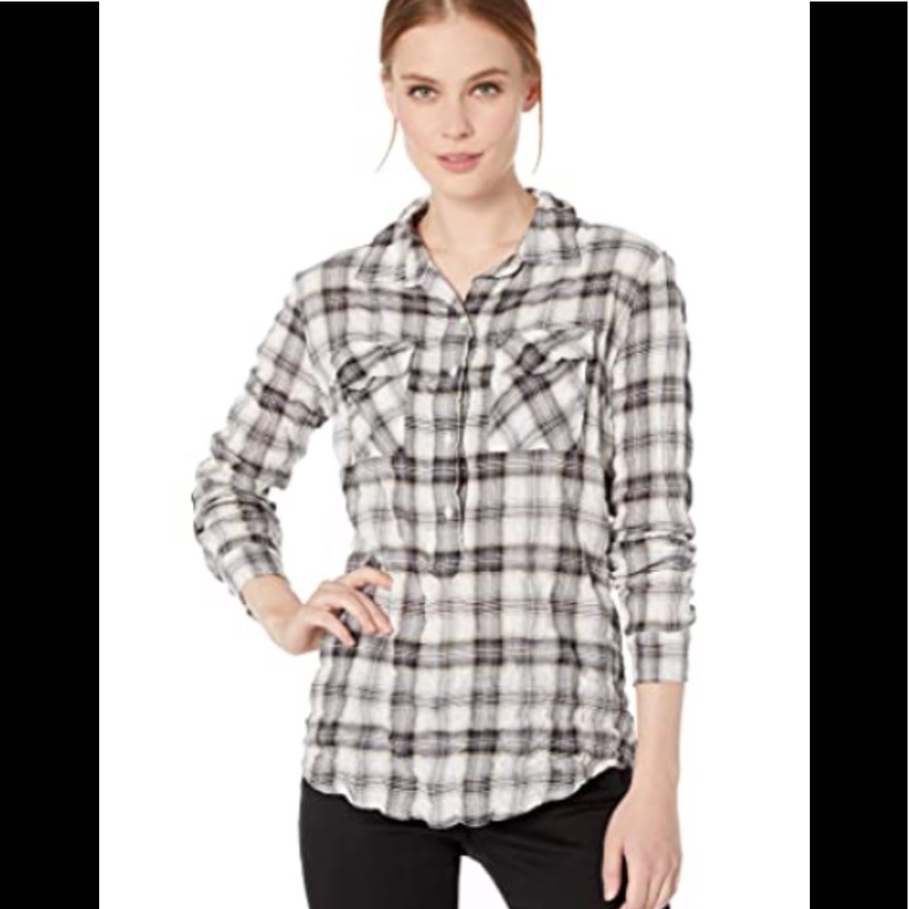 Elliott Lauren Clad in Plaid Henley Style Shirt Oversized Small w MEASUREMENTS